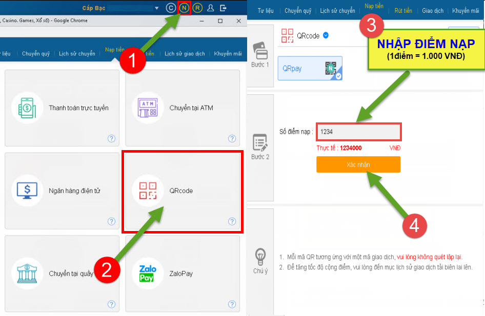 cách nạp tiền kubet qua qrcode